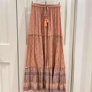 Bohemian Peach Maxi Skirt